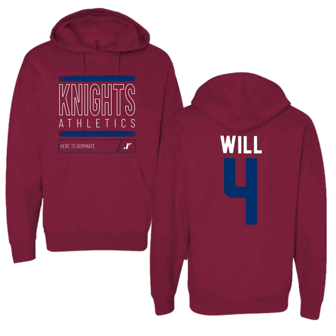 Fairleigh Dickinson University-Metropolitan Campus Baseball Maroon Dominate Hoodie - #4 Zack Will