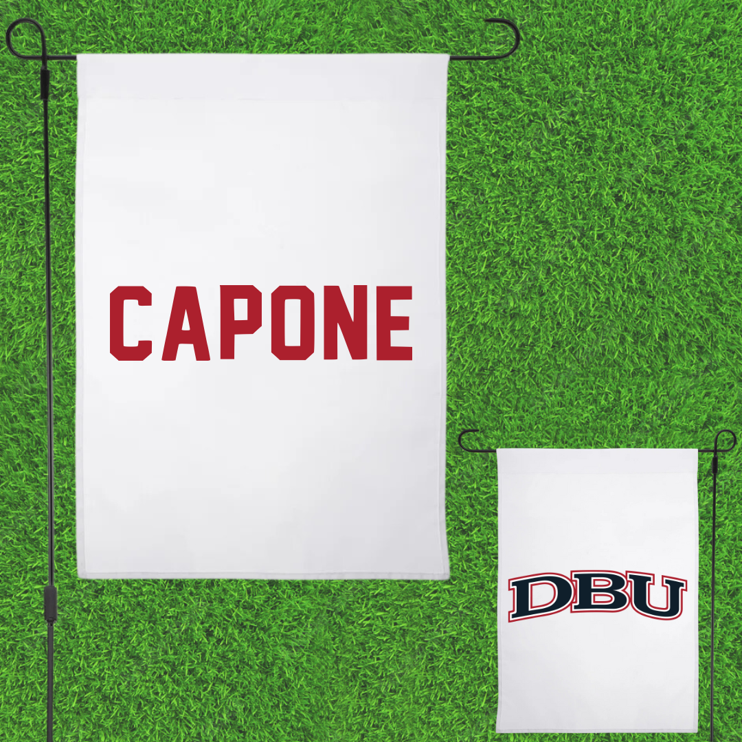 Dallas Baptist University Tennis White Garden Flag - Zach Capone