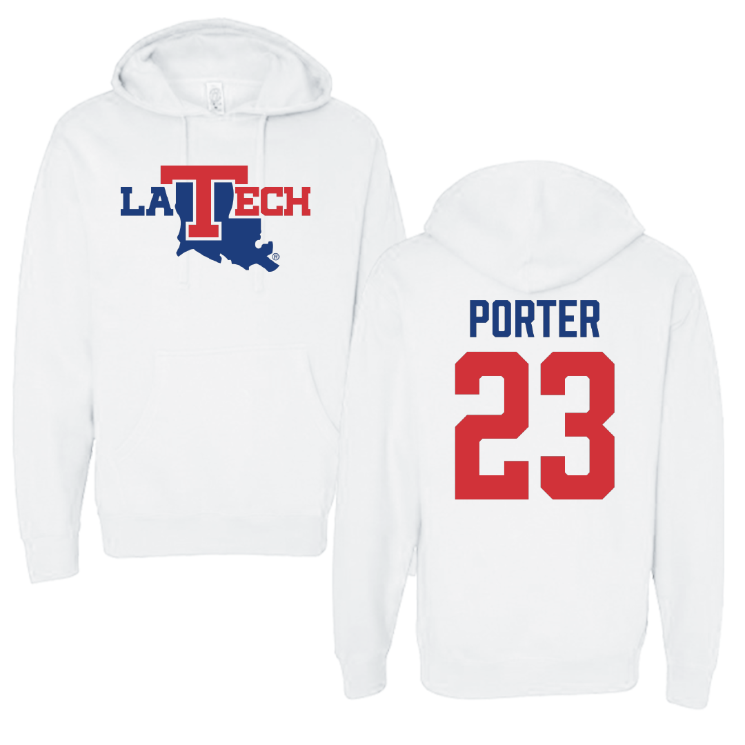 Louisiana Tech University Soccer White Hoodie - #23 Jordan Porter