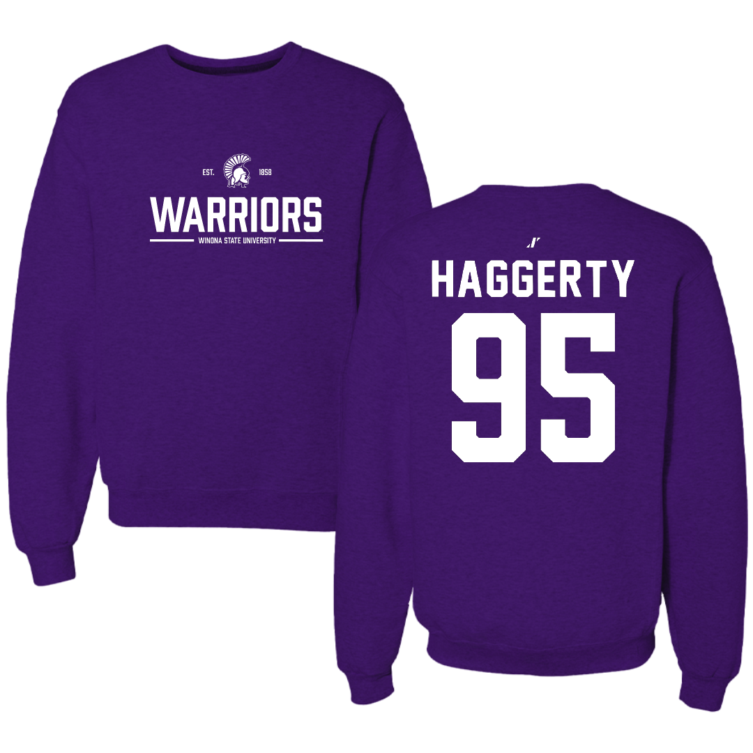 Winona State University Football Purple General Crewneck - #95 Conner Haggerty