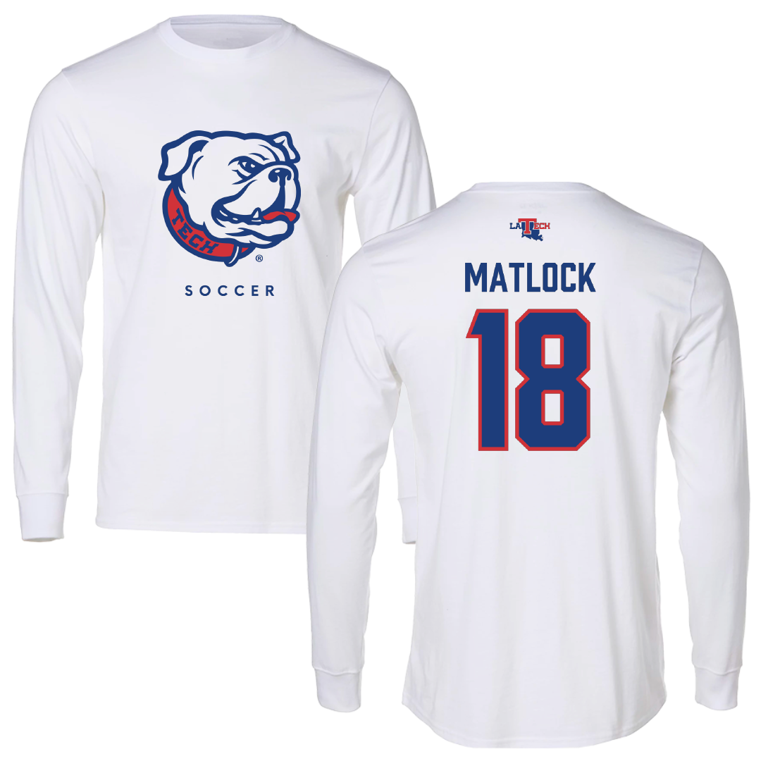 Louisiana Tech University Soccer White Performance Long Sleeve - #18 Kalli Matlock