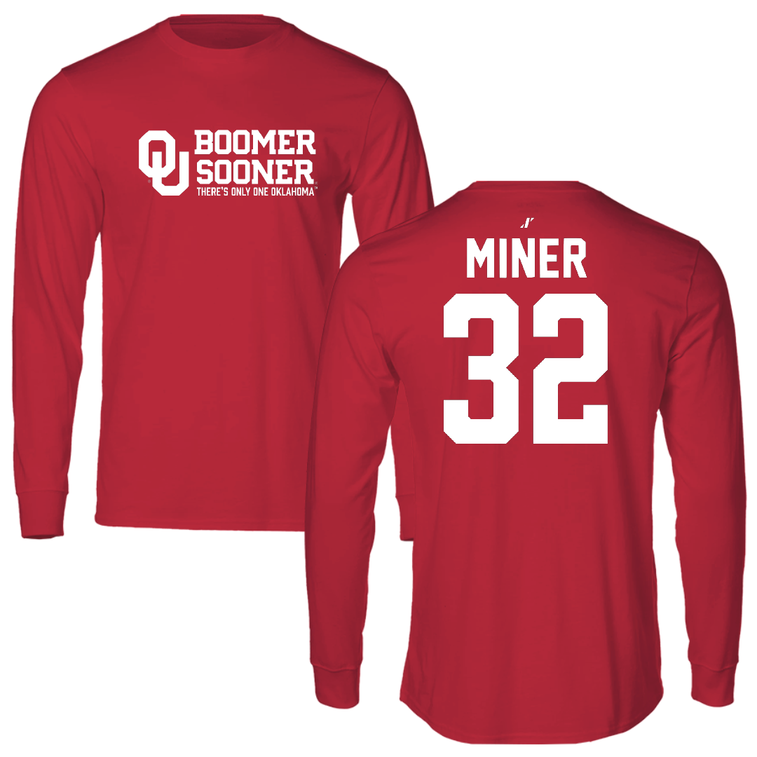 University of Oklahoma Baseball Crimson General Long Sleeve - #32 Jace Miner