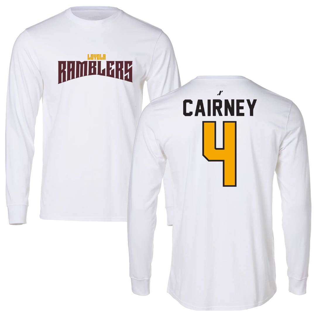 Loyola University-Chicago Soccer White Classic Performance Long Sleeve - #4 TJ Cairney