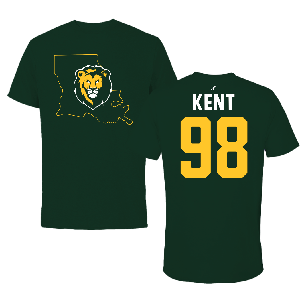 Southeastern Louisiana University Football Forest Green State Tee - #98 Austin Kent
