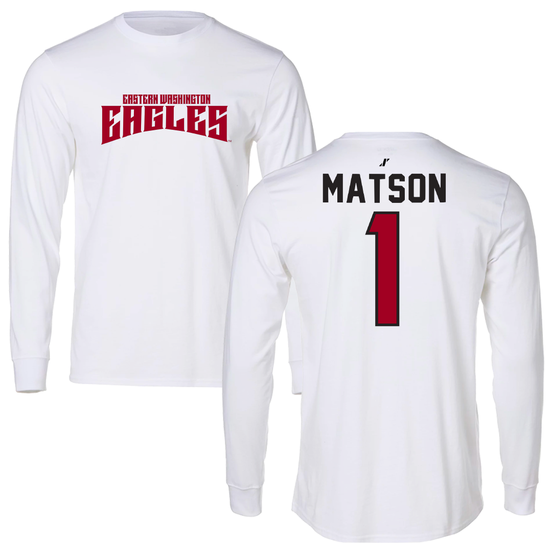 Eastern Washington University Soccer White Classic Performance Long Sleeve - #1 Kiara Matson