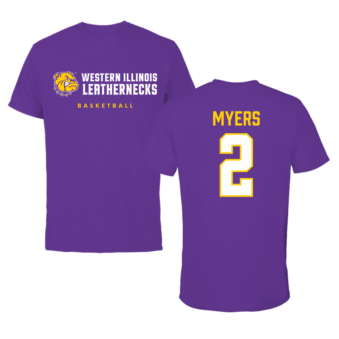 Western Illinois University Basketball Purple Performance Tee - #2 Ryan Myers