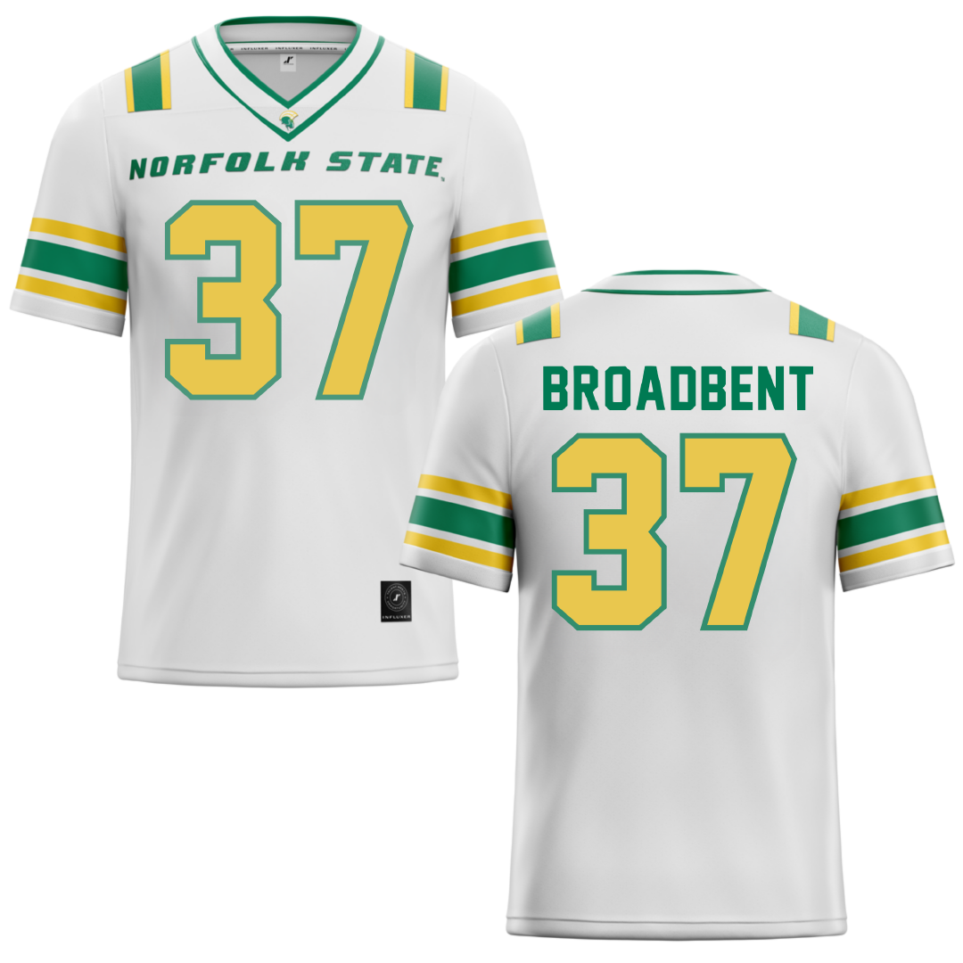 Norfolk State University White Football Jersey - #37 Kaleb Broadbent