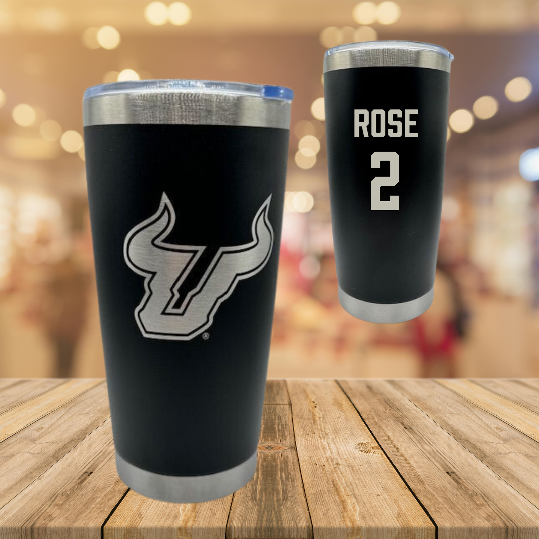 University of South Florida Baseball Black Stainless Steel Tumbler - #2 Matt Rose