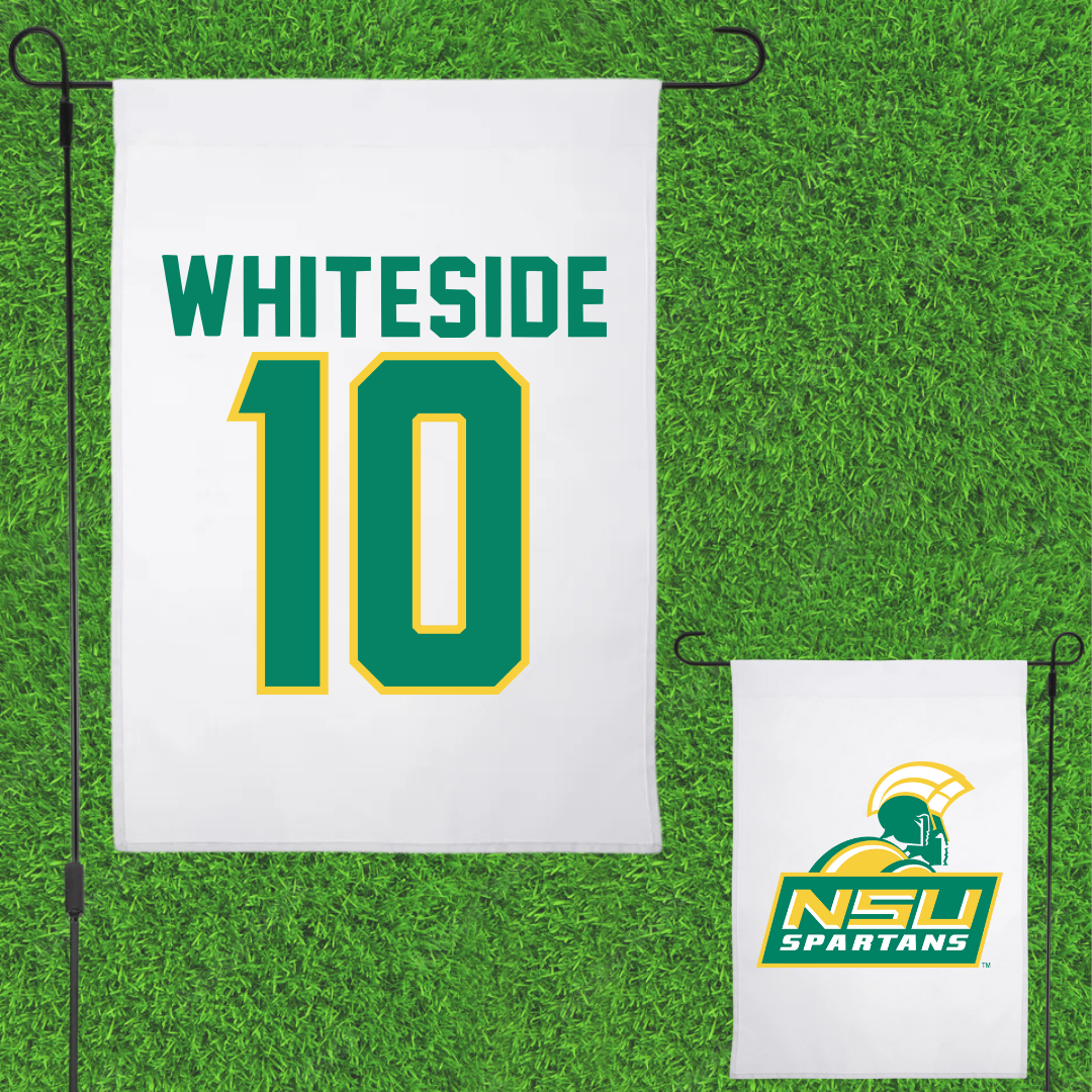 Norfolk State University Football White Garden Flag - #10 Izayah Whiteside