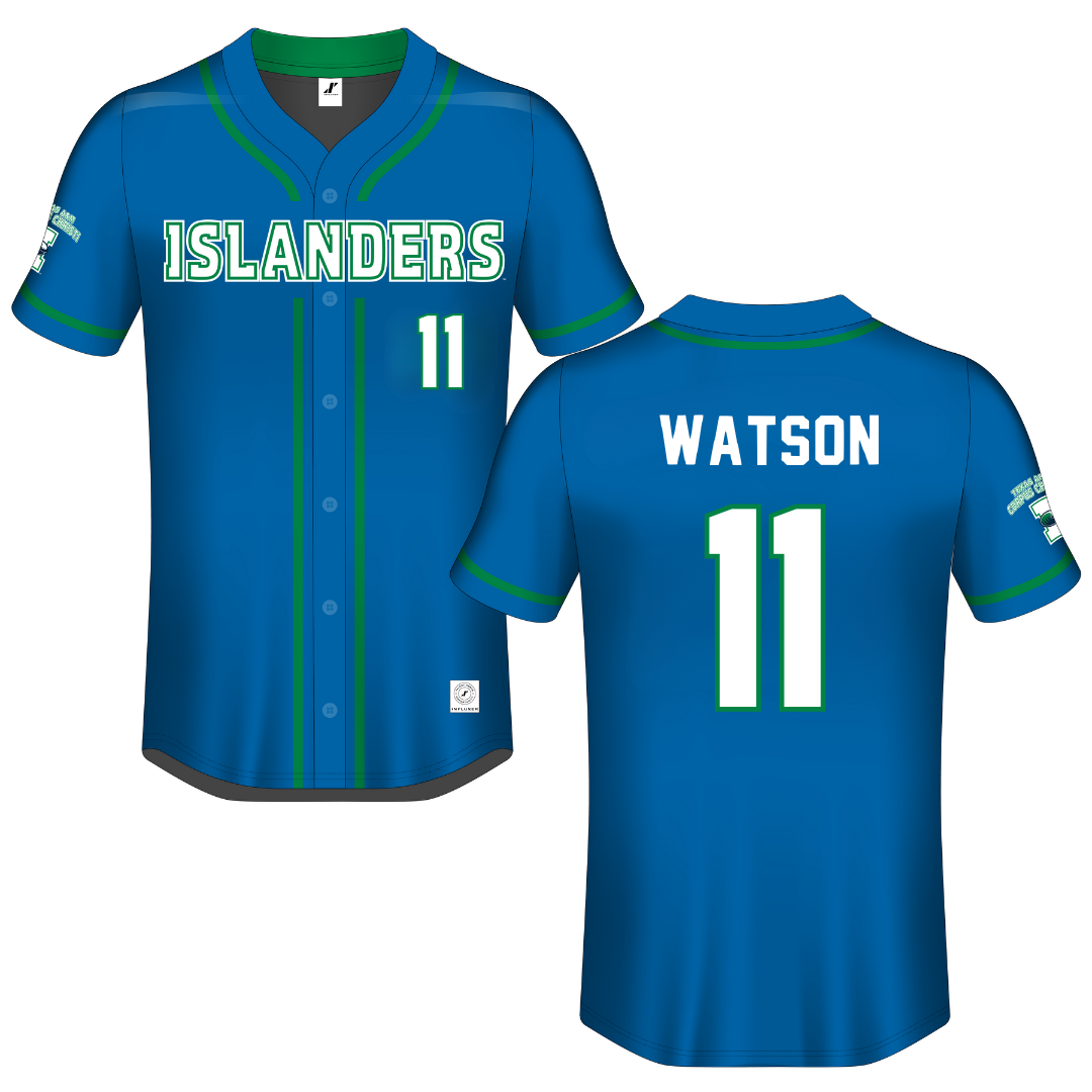 Texas A&M University-Corpus Christi Blue Button-Down Jersey - #11 Matthew Watson