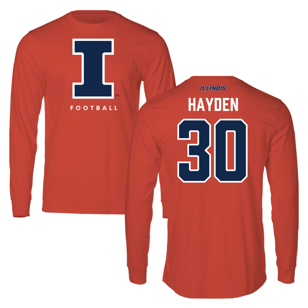 University of Illinois Football Orange Long Sleeve - #30 Jojo Hayden