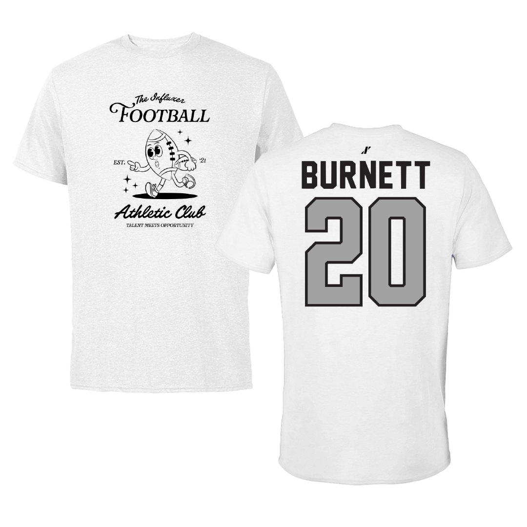 Football White Influxer Athletic Club Tee - #20 J'Dan Burnett