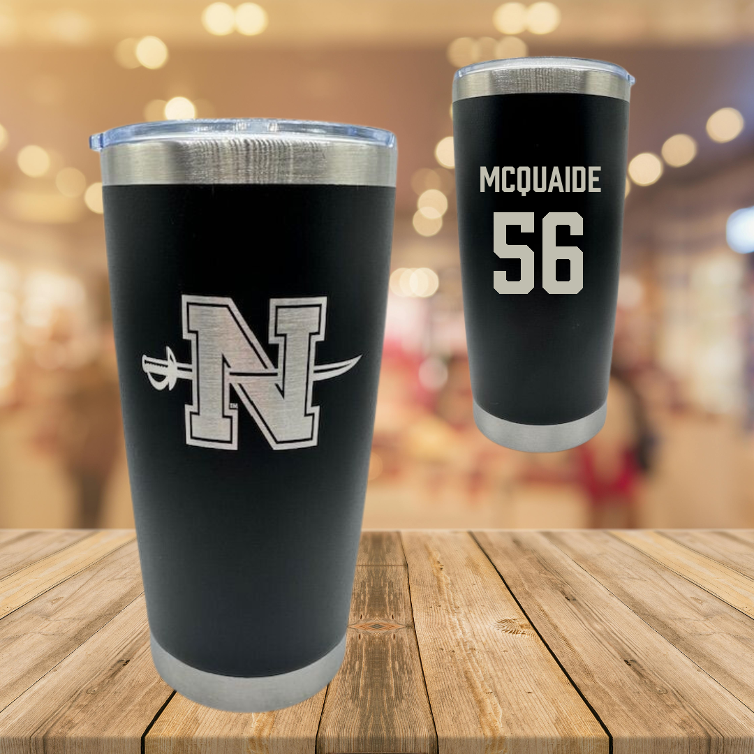 Nicholls State University Football Black Stainless Steel Tumbler - #56 Pat McQuaide