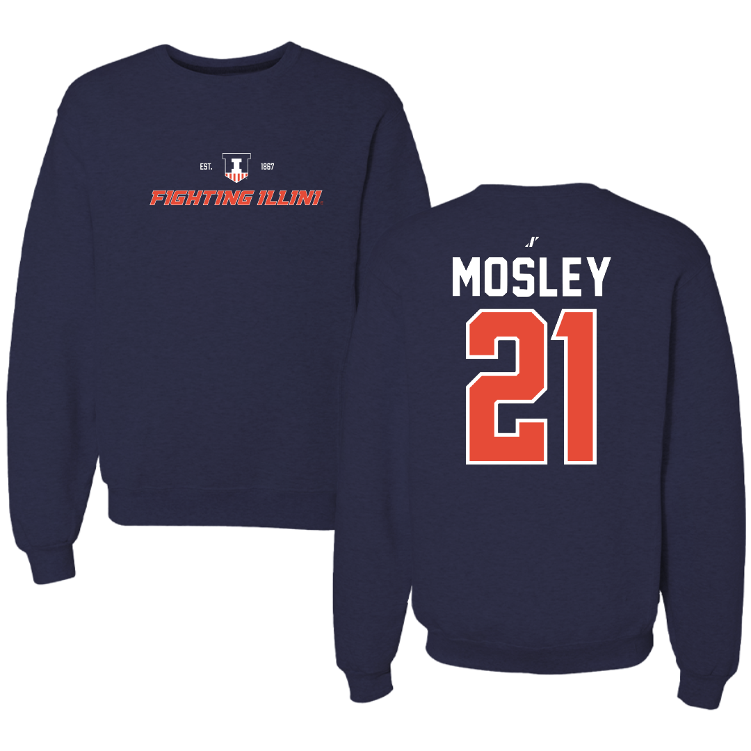 University of Illinois Softball Navy General Crewneck - #21 Delaney Mosley