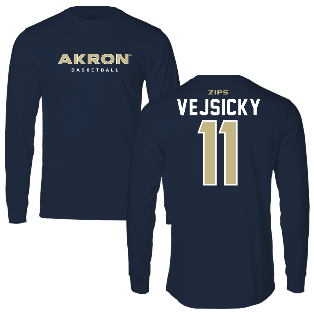 University of Akron Basketball Navy Long Sleeve - #11 Maddie Vejsicky