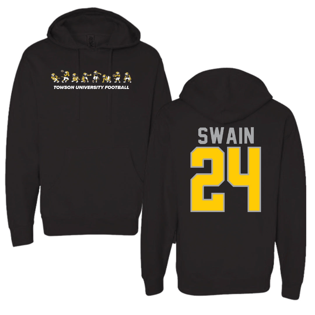 Towson University Football Black Cartoon Doc Team Hoodie - #24 Mike Swain