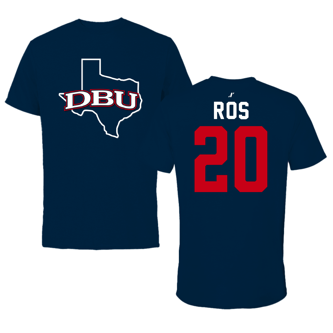 Dallas Baptist University Ice Hockey Navy State Performance Tee - #20 Marley Ros