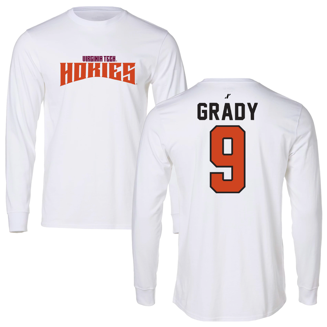 Virginia Tech Baseball White Classic Long Sleeve - #9 Clay Grady