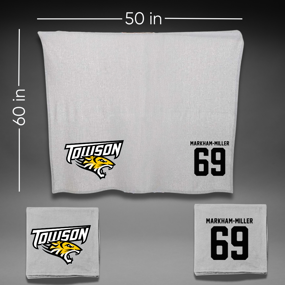 Towson University Football Gray Blanket - #69 Ian Markham-Miller