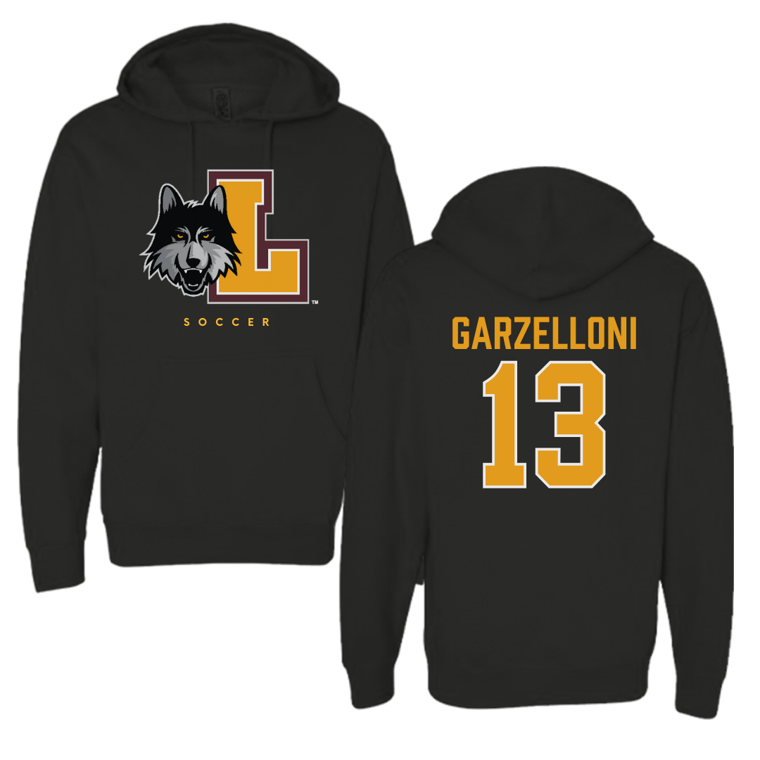 Loyola University-Chicago Soccer Black Hoodie - #13 Luca Garzelloni
