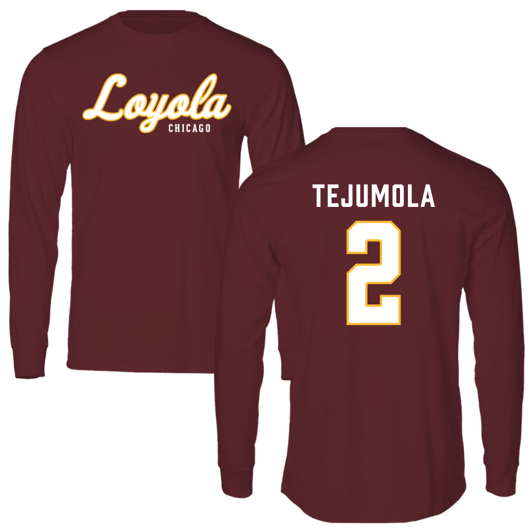 Loyola University-Chicago Soccer Maroon Long Sleeve - #2 Kamran Tejumola