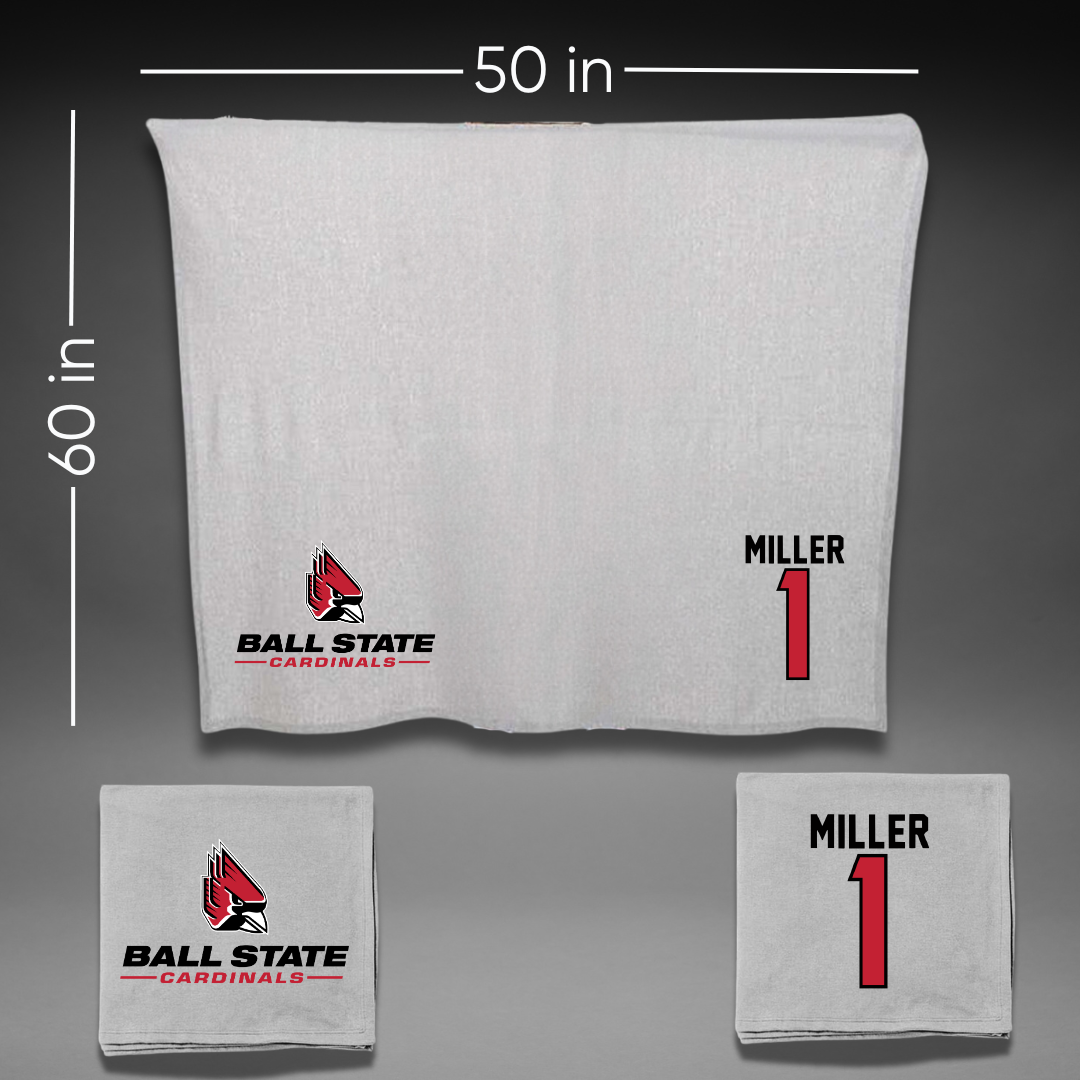 Ball State University Baseball Gray Blanket - #1 Grant Miller