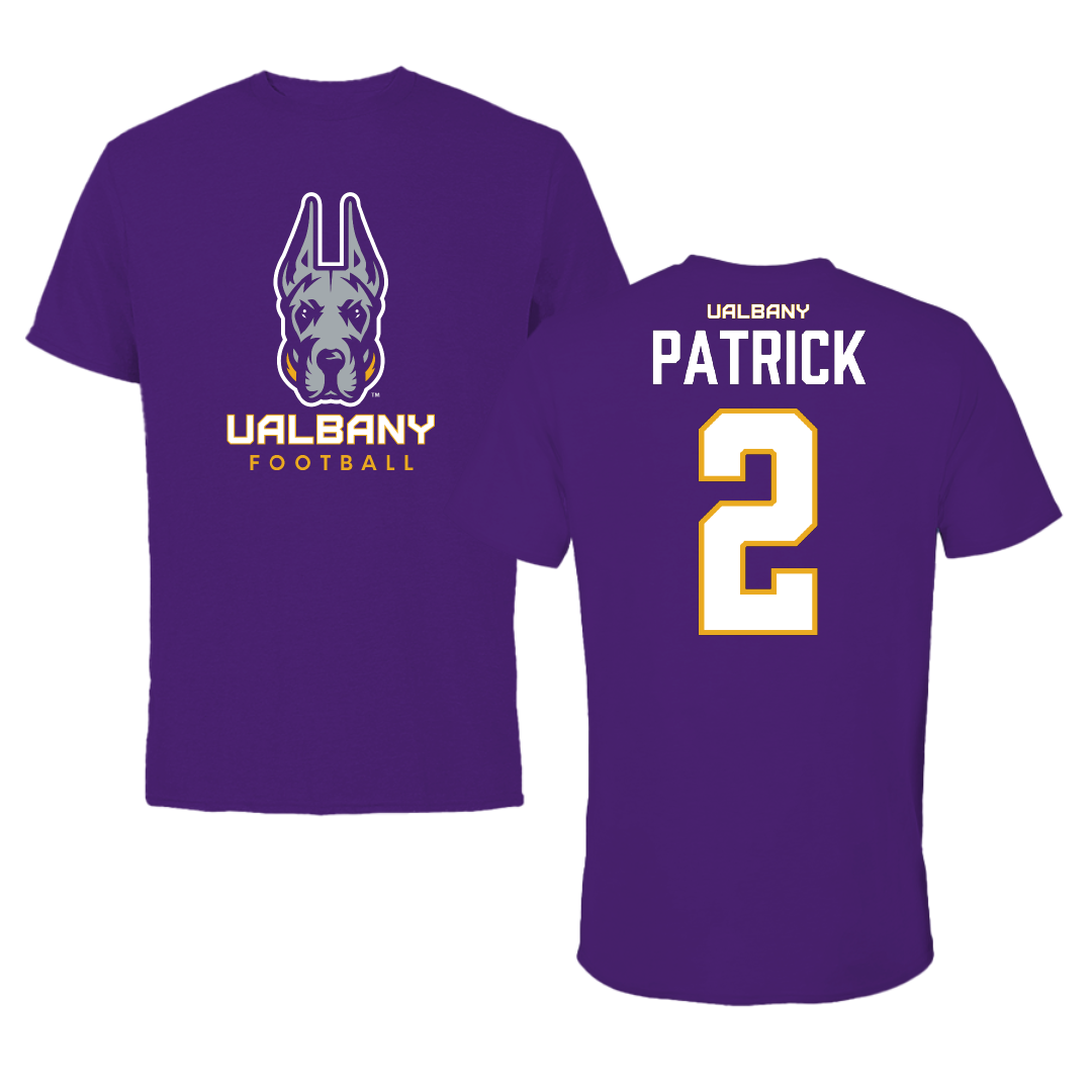 University at Albany Football Purple Tee - #2 Denzel Patrick