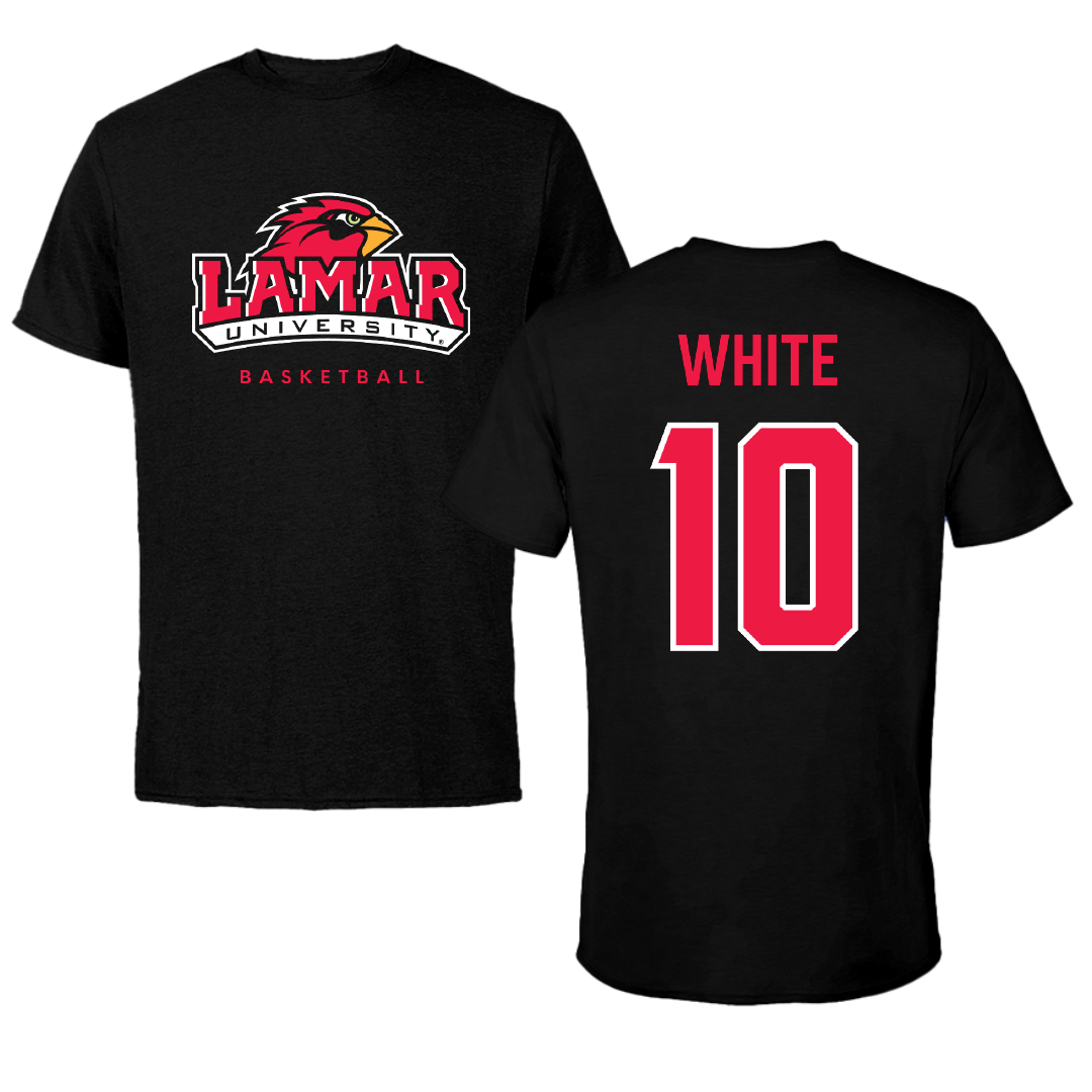Lamar University Basketball Black Performance Tee - #10 Errol White