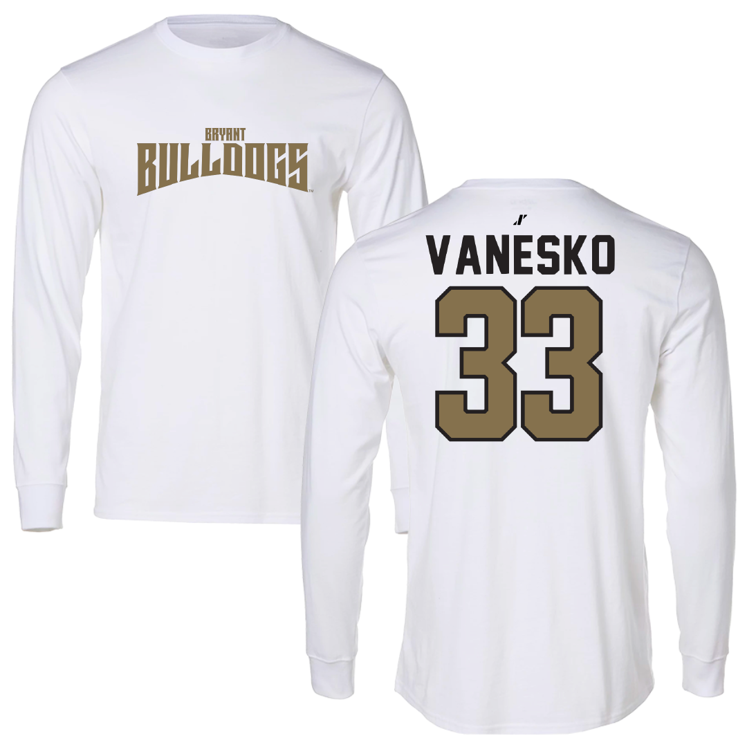 Bryant University Baseball White Classic Long Sleeve - #33 Jackson Vanesko