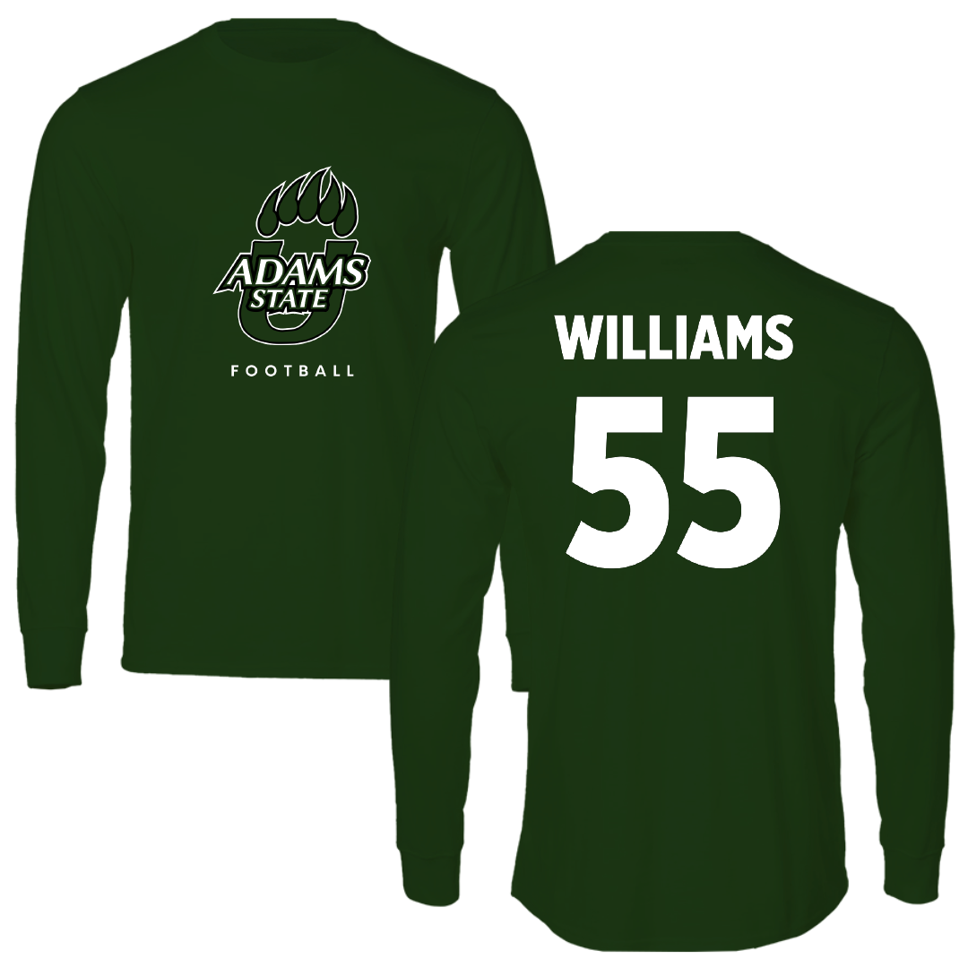 Adams State University Football Forest Green Long Sleeve - #55 Quincy Williams