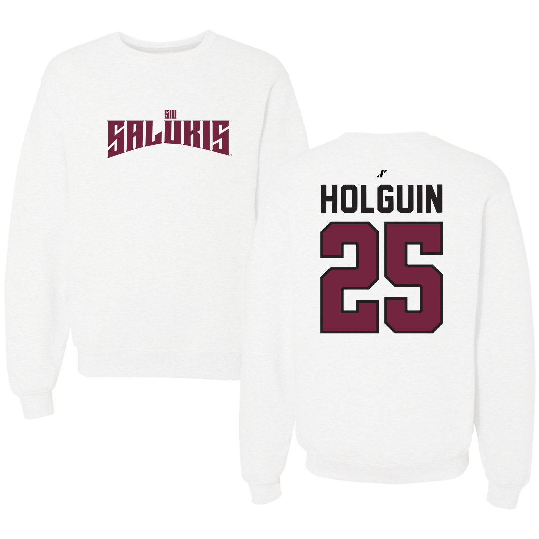 Southern Illinois University at Carbondale Baseball White Classic Crewneck - #25 Al Holguin
