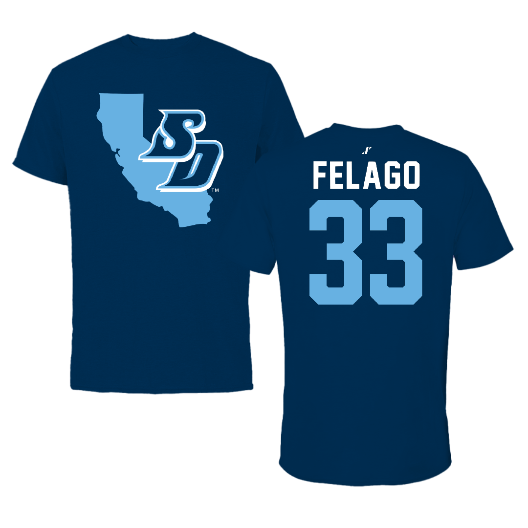 University of San Diego Football Navy State Tee - #33 Nick Felago