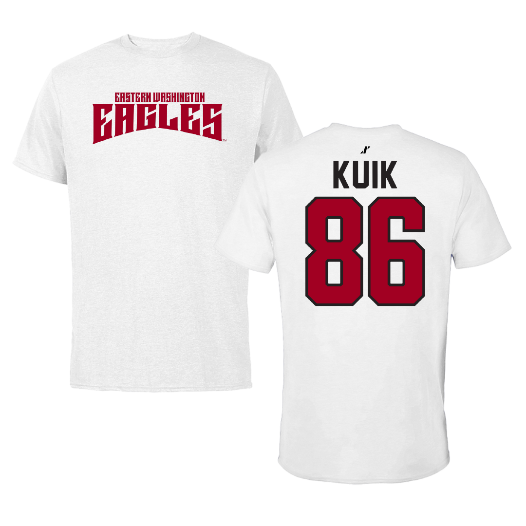 Eastern Washington University Football White Classic Performance Tee - #86 Braden Kuik