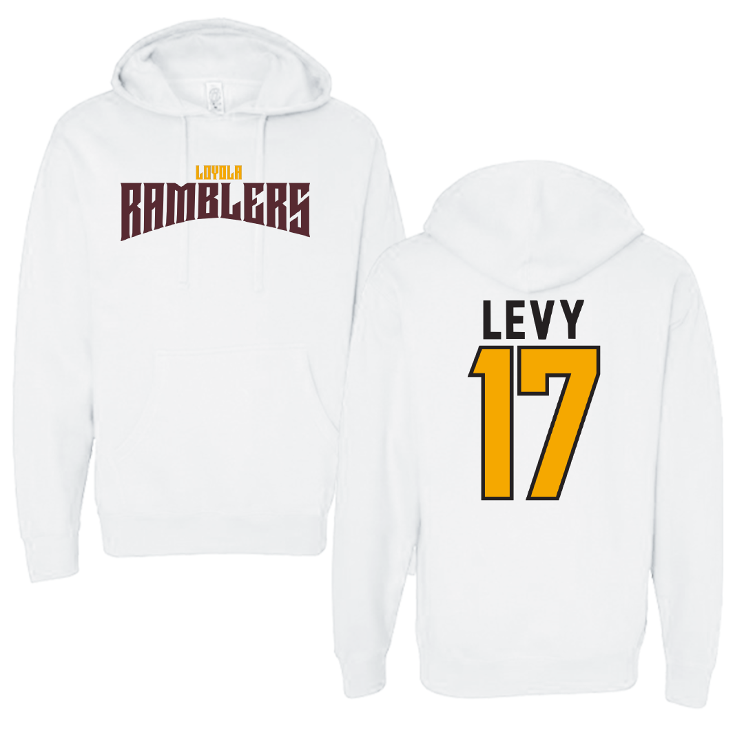 Loyola University-Chicago Soccer White Classic Hoodie - #17 Dylan Levy