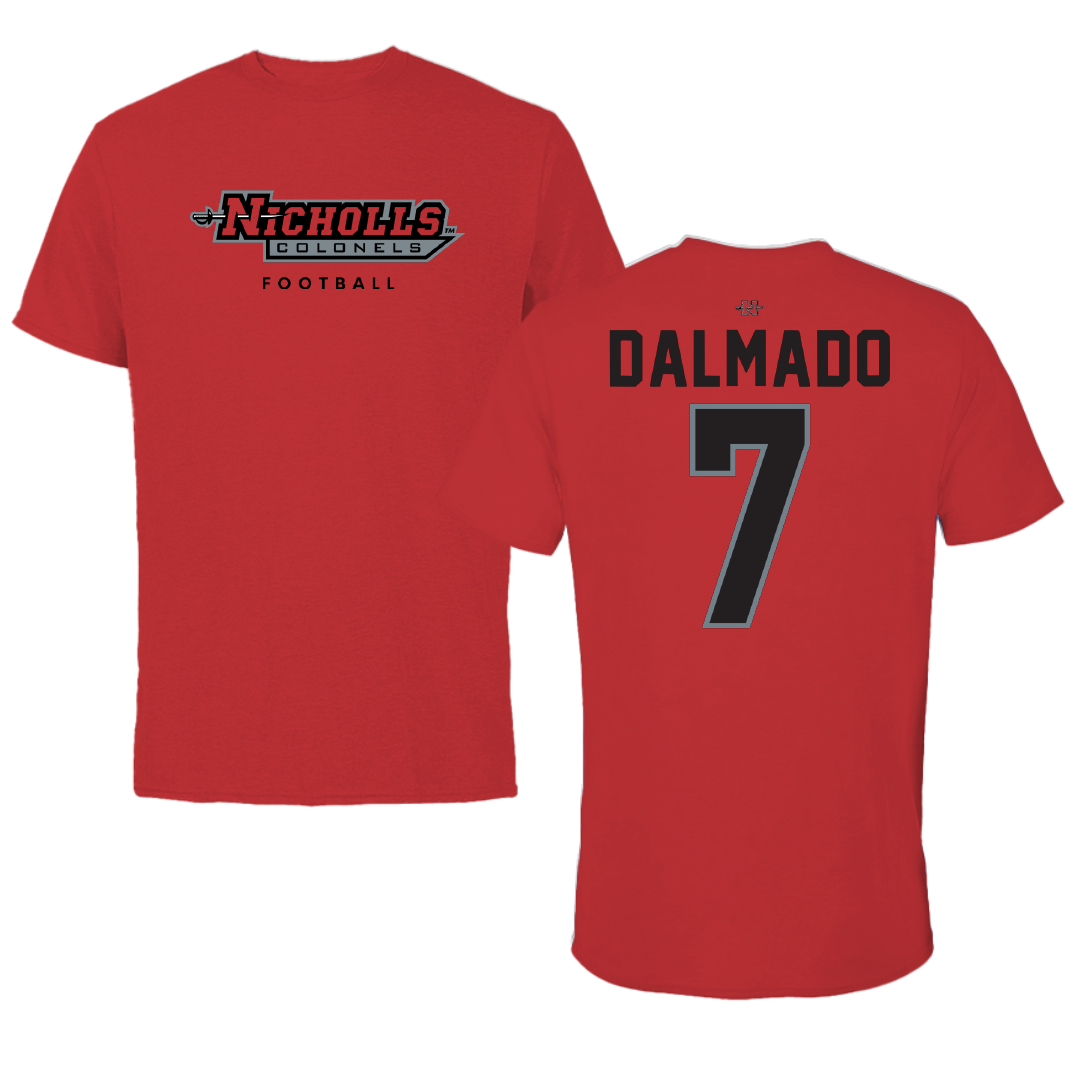 Nicholls State University Football Red Performance Tee - #7 Jake Dalmado