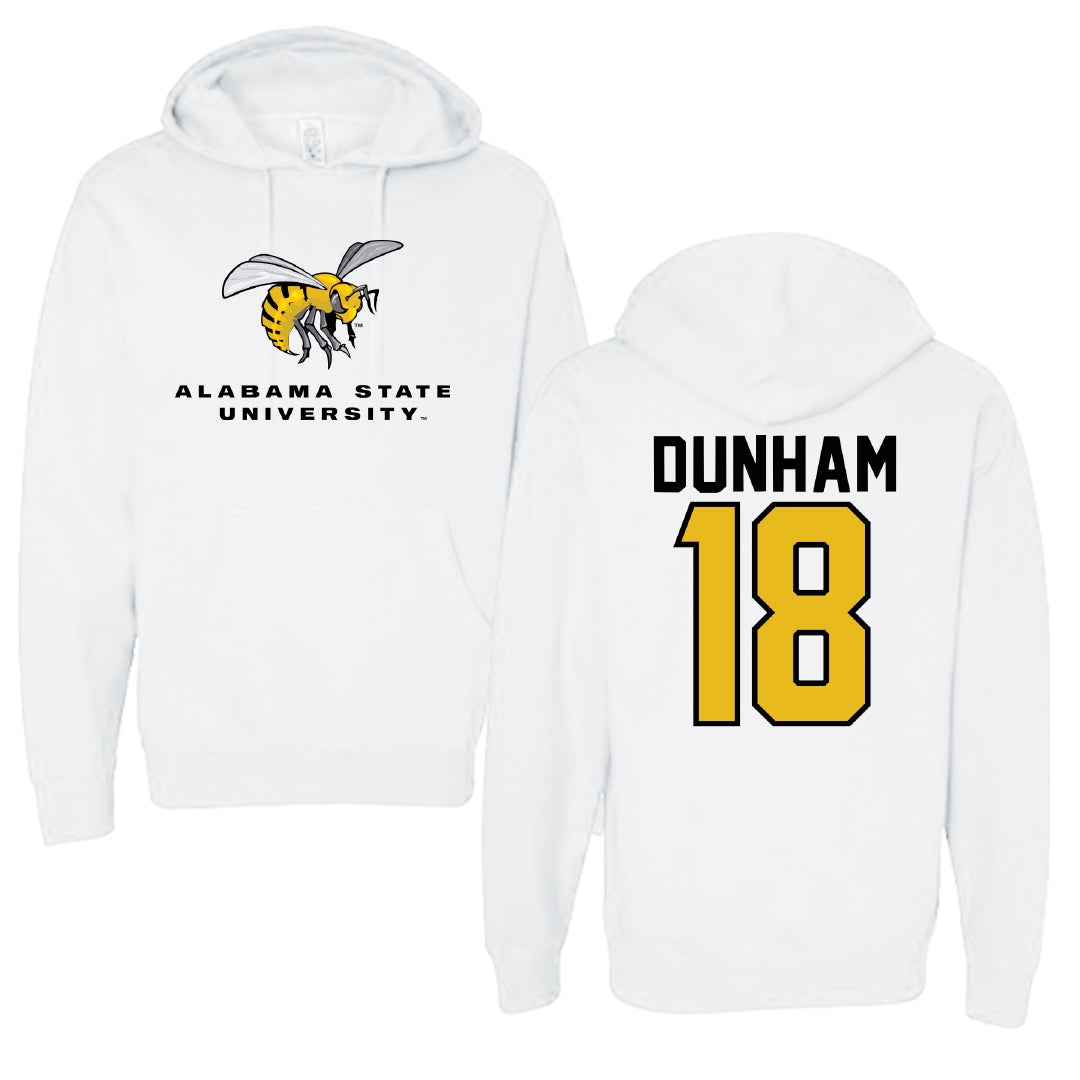 Alabama State University Soccer White Block Hoodie - #18 Morgan Dunham
