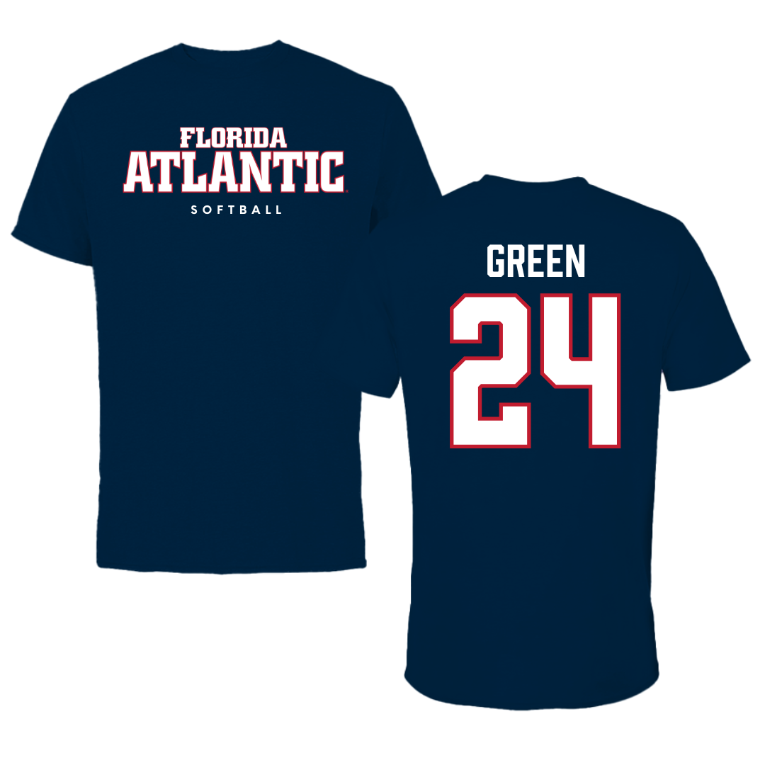 Florida Atlantic University Softball Navy Block Performance Tee - #24 Hannah Green
