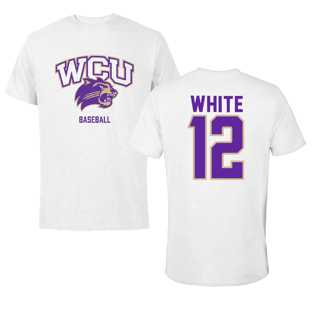 Western Carolina University Baseball White Performance Tee - #12 Ryan White