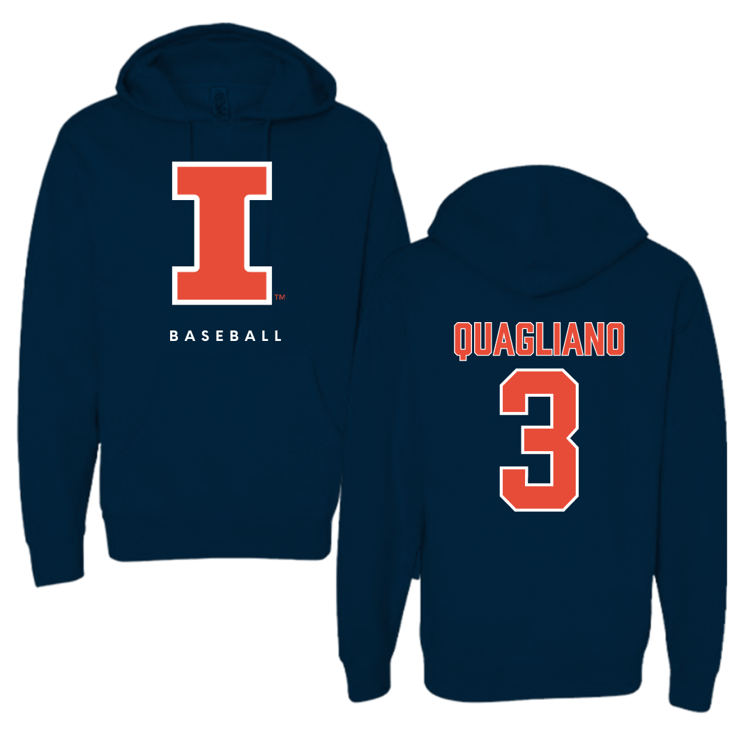 University of Illinois Baseball Navy Hoodie - #3 Coltin Quagliano