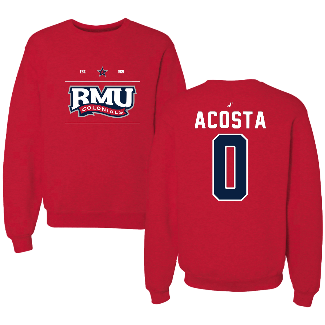 Robert Morris University Soccer Red General Crewneck - #0 Giancarlo Acosta