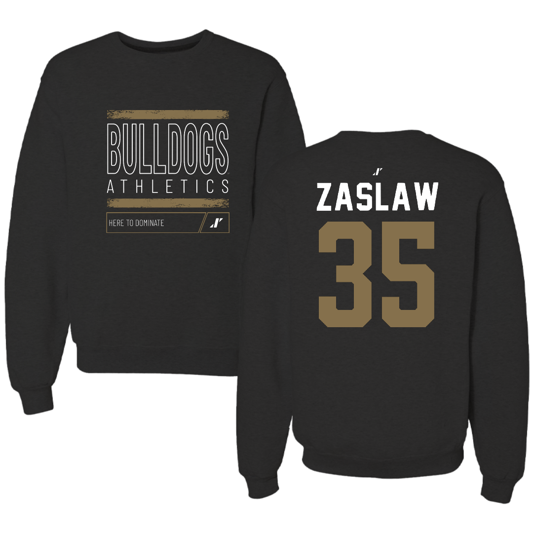 Bryant University Baseball Black Dominate Crewneck - #35 Sean Zaslaw