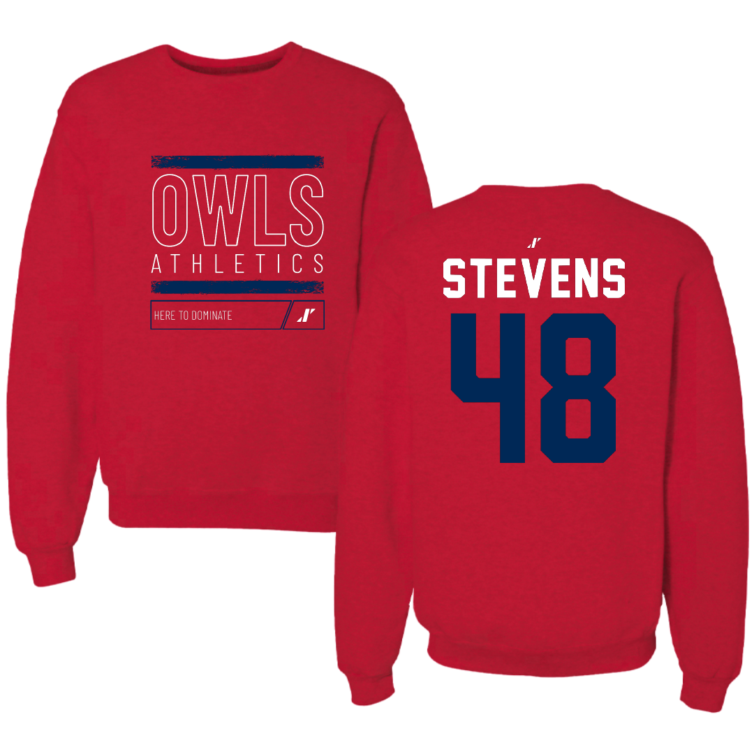 Florida Atlantic University Football Red Dominate Crewneck - #48 Dai'Sean Stevens