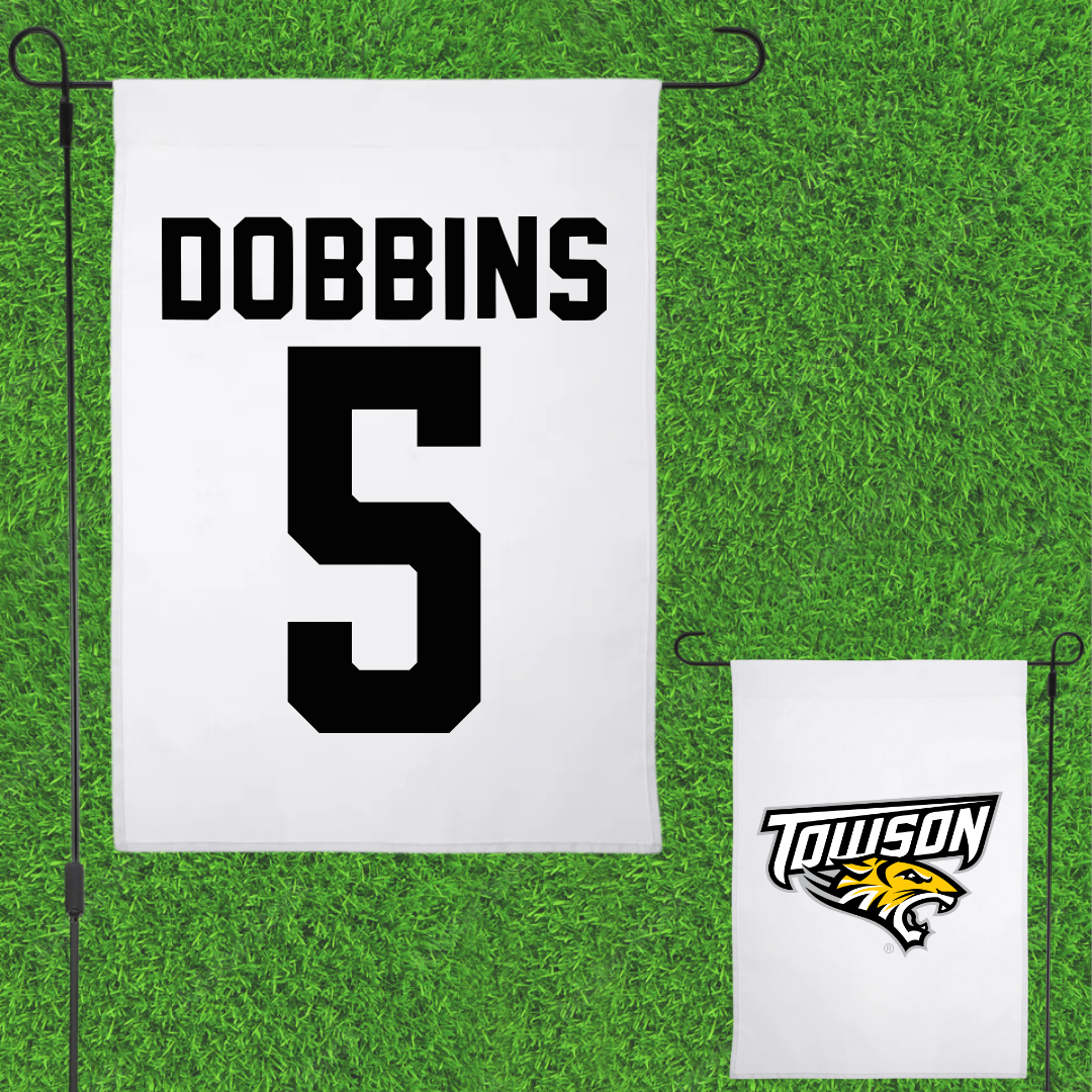Towson University Field Hockey White Garden Flag - #5 Tatum Dobbins