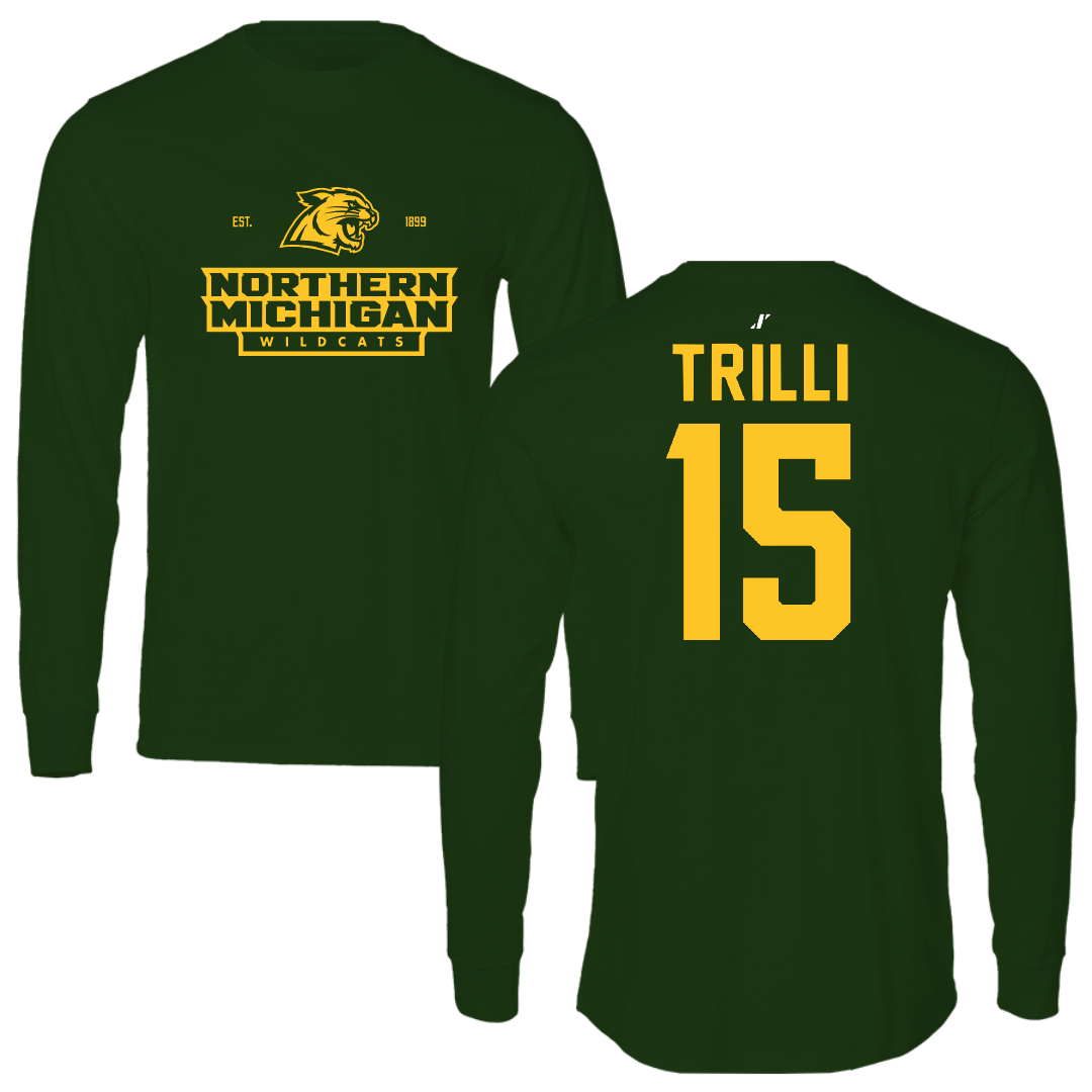 Northern Michigan University Basketball Forest Green General Long Sleeve - #15 Brandon Trilli