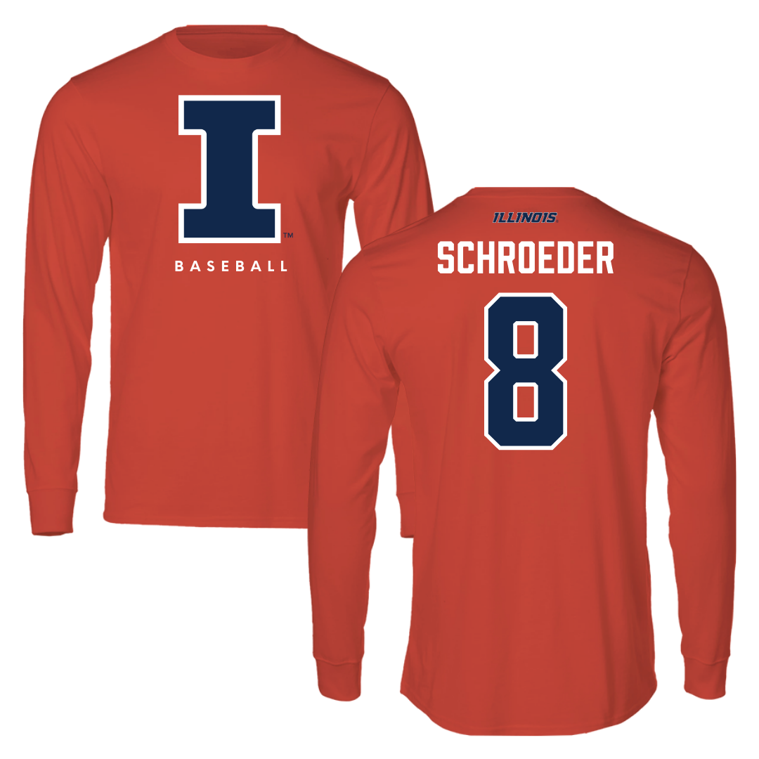 University of Illinois Baseball Orange Long Sleeve - #8 Jacob Schroeder