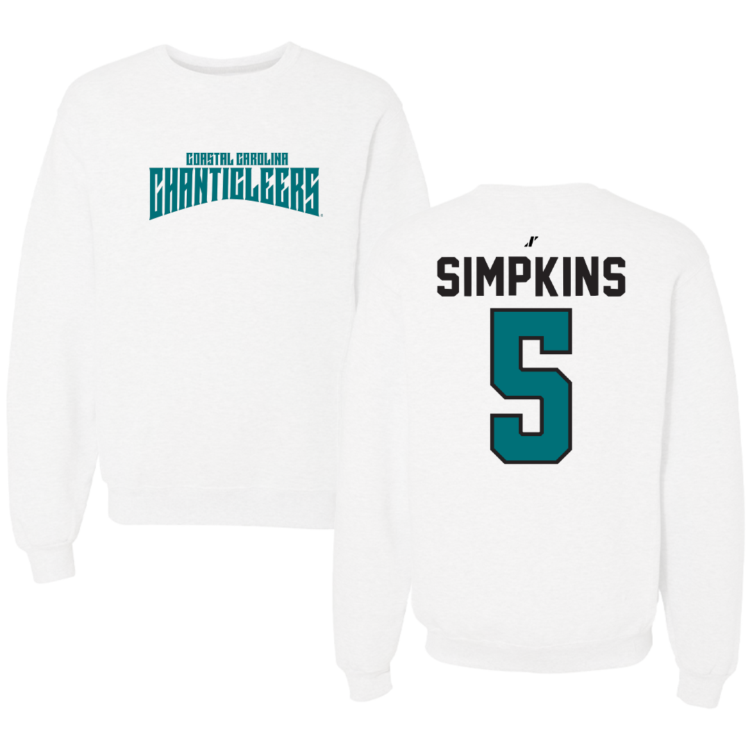 Coastal Carolina University Football White Classic Crewneck - #5 Ja'Vin Simpkins
