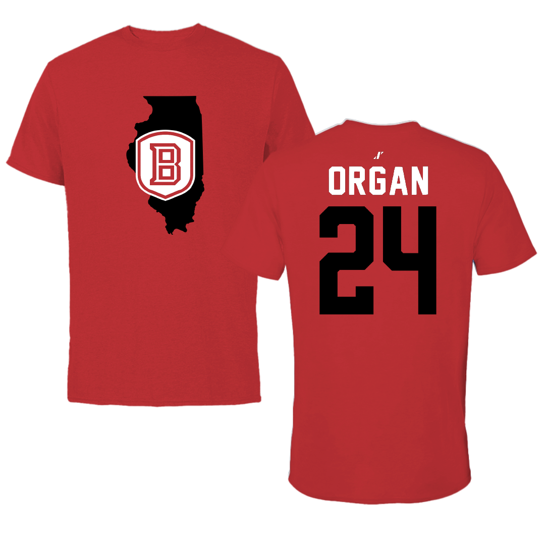 Bradley University Softball Red State Performance Tee - #24 Hannah Organ