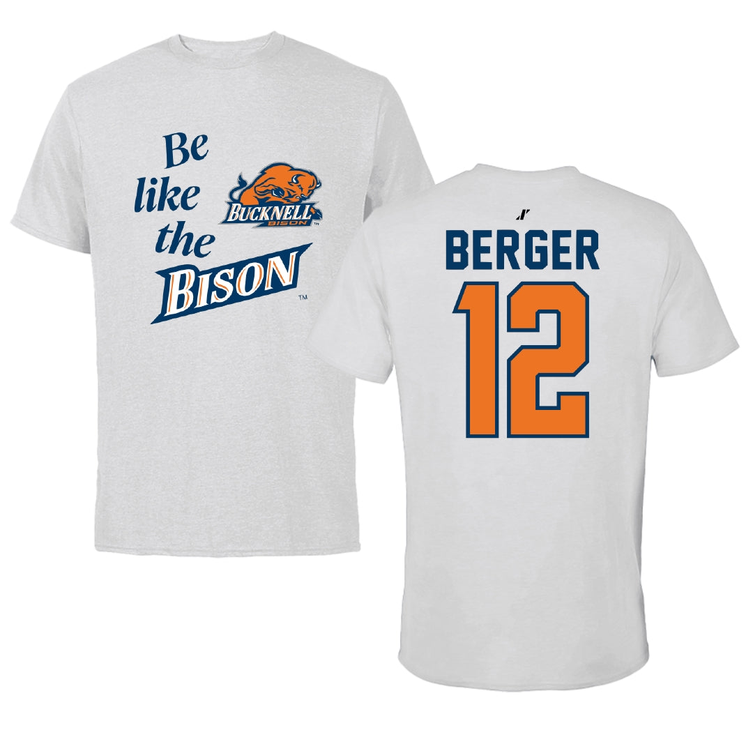 Bucknell University Basketball Light Gray Be Like Us Performance Tee - #12 Quin Berger