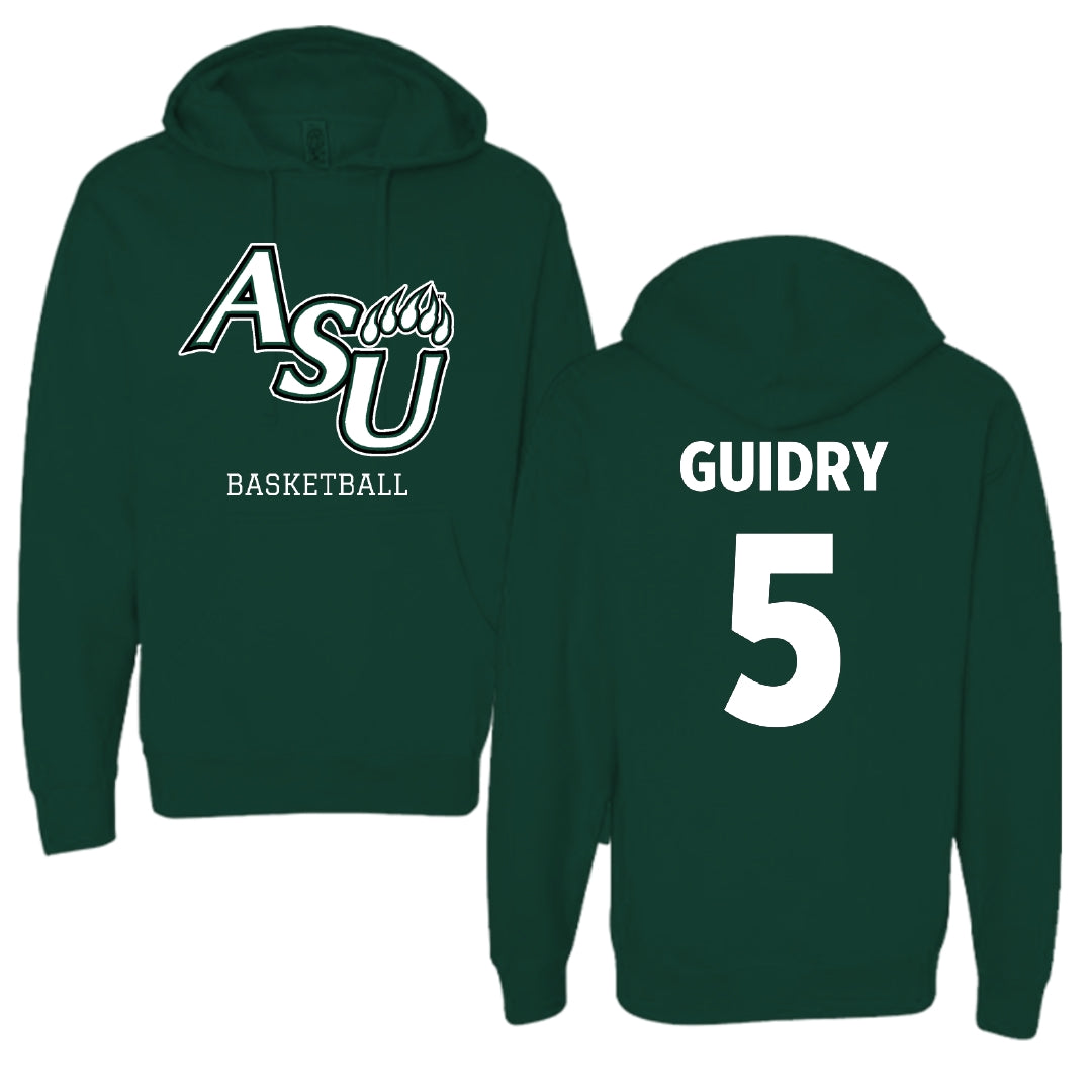 Adams State University Basketball Forest Green Block Hoodie - #5 Jerrick Guidry