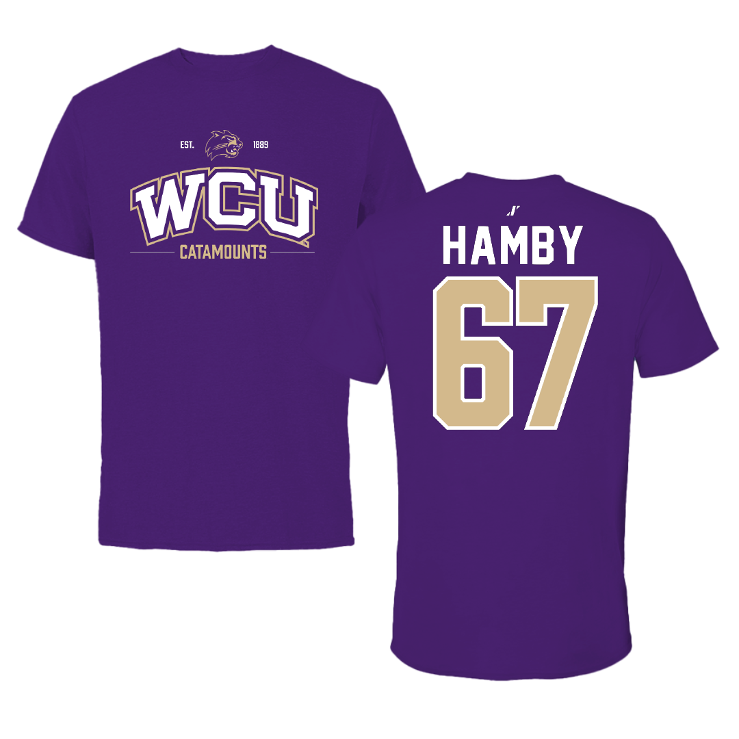 Western Carolina University Football Purple General Tee - #67 Steven Hamby
